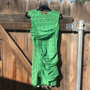 Eckhaus Latta green ruched body con dress